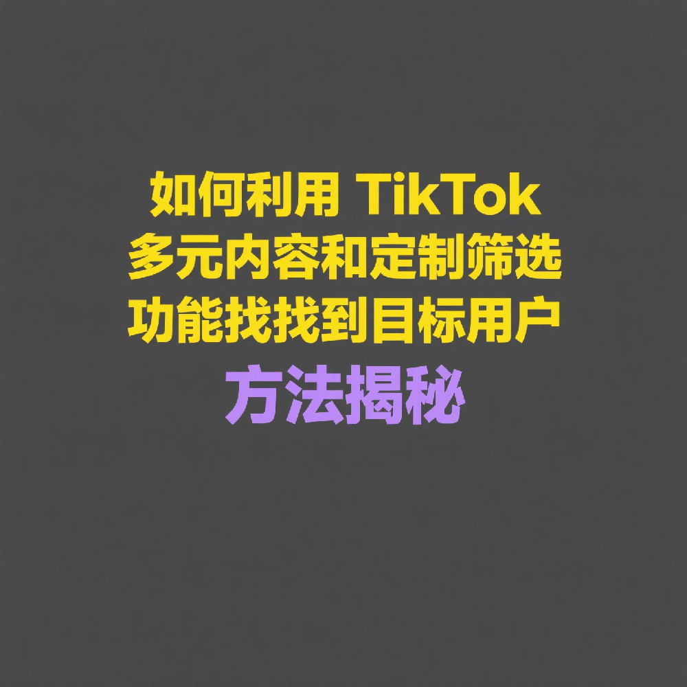 如何利用TikTok多元内容和定制筛选功能找到目标用户